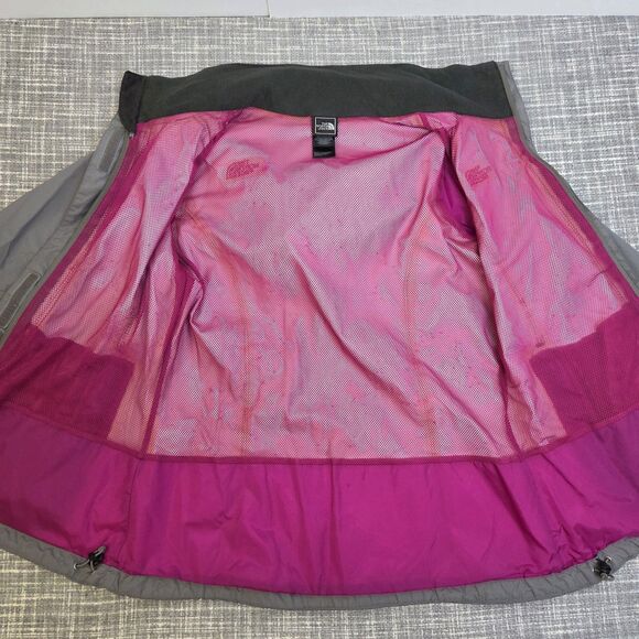 The North Face HyVent Windbreaker/Rain Jacket Woman's M Hooded Shell Gray/Pink - Picture 4 of 12